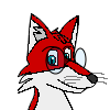 Atha Fox, a red anthro (#CC0000) fox wearing glasses, looking at the viewer.